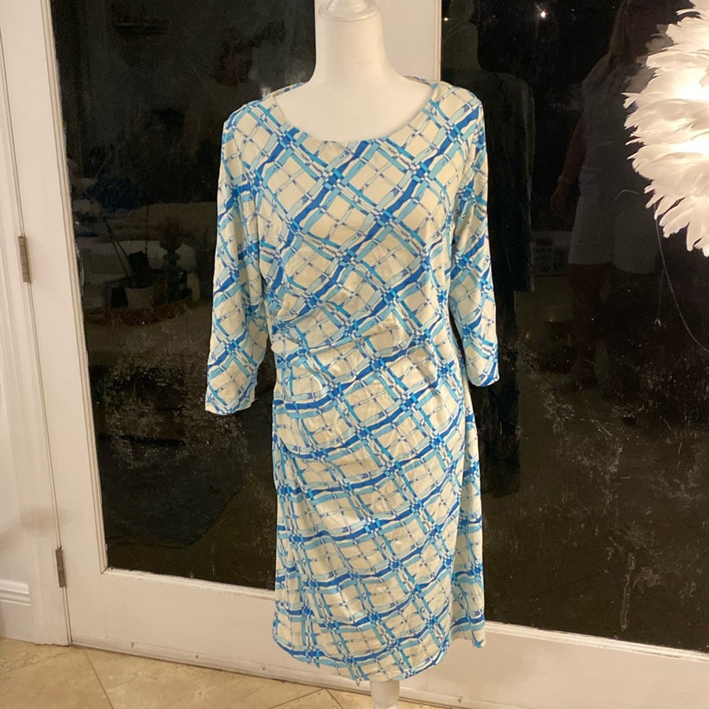 J.McLaughlin dress in XL, white with blues